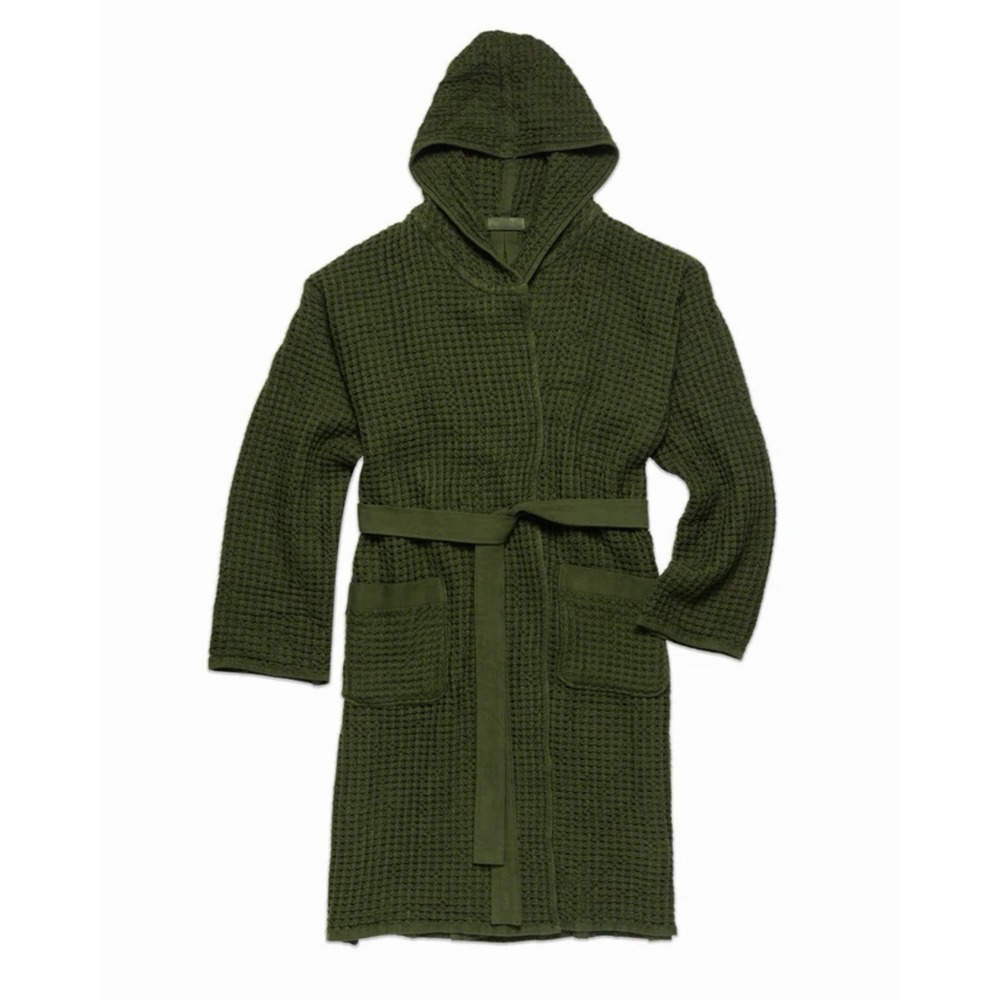 Onsen Supima Waffle Bath Robe Forest Green Size Large New with‎ Bag